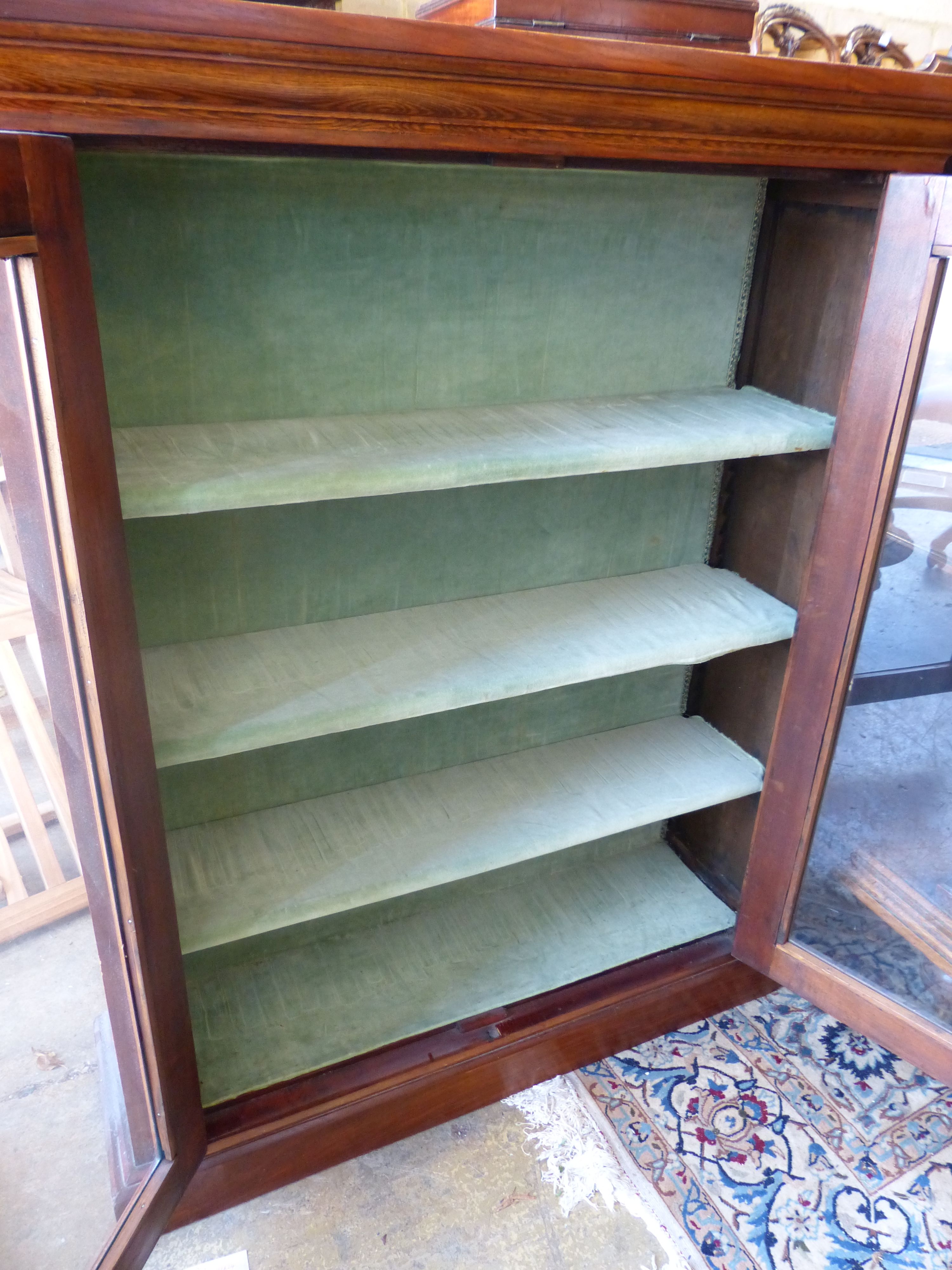 A late Victorian mahogany bookcase, length 100cm, depth 29cm, height 123cm